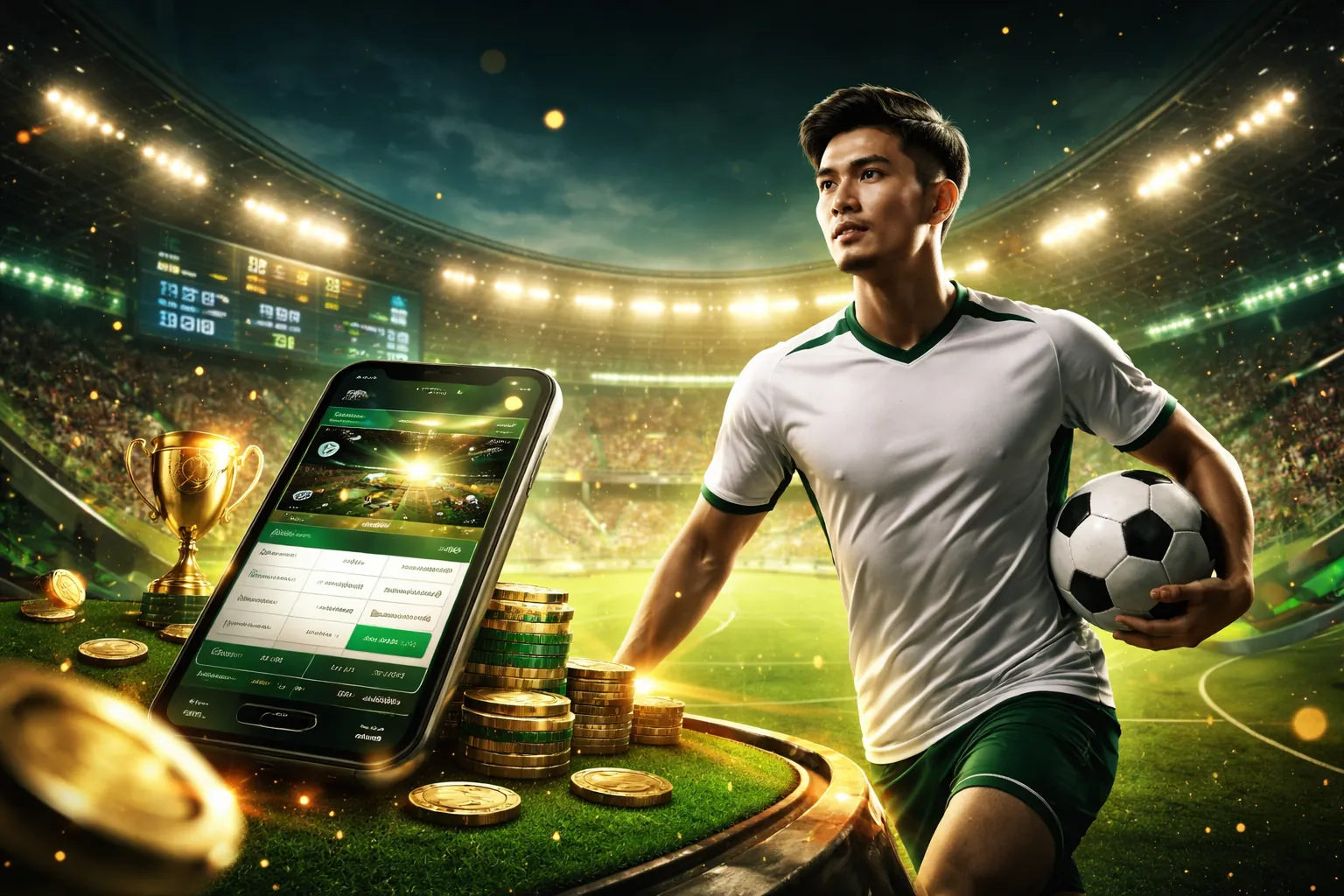 Hình ảnh nền các ưu đãi độc quyền 77 ball chính thức với màu xanh vàng chủ đạo